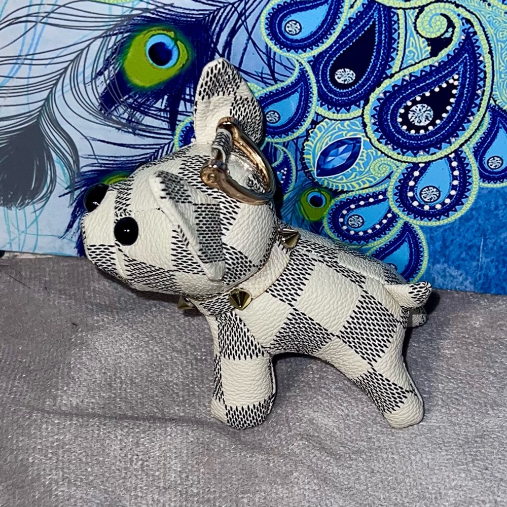 Luxury Checkered Bulldog Charm / Keychain